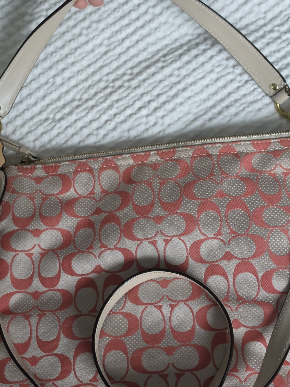Coach Pink Polka Dot Signature Canvas Shoulder Bag - Picture 13 of 16